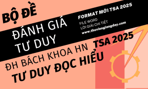 BỘ ĐỀ LUYỆN THI ĐÁNH GIÁ TƯ DUY TSA 2025 - TƯ DUY ĐỌC HIỂU - ĐẠI HỌC BÁCH KHOA HÀ NỘI (BẢN WORD GIẢI CHI TIẾT)