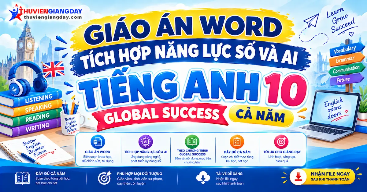 Giáo án Tiếng Anh 10 tích hợp năng lực số và AI Giáo án Tiếng Anh 10 Global Success tích hợp năng lực số và AI